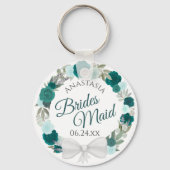 Bridesmaid Elegante Hochzeit mit Aquamarinem Blume Schlüsselanhänger (Vorderseite)