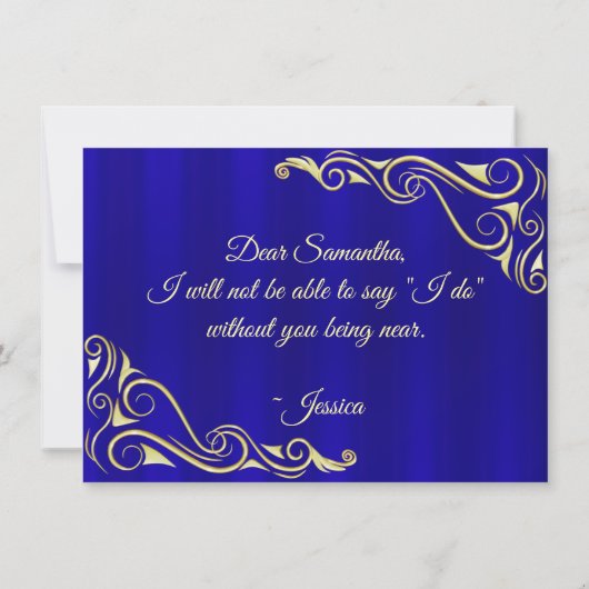 Bridesmaid Elegante Regal Golden Schriftart Einlad Save The Date (Rückseite)