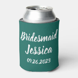 Bridesmaid Emerald Green Elegant Script Hochzeiten Dosenkühler