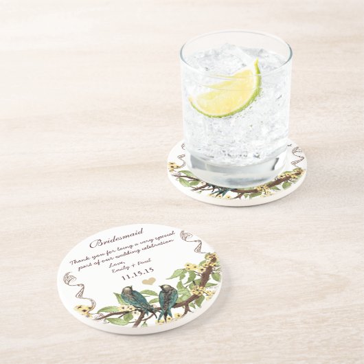 Bridesmaid Empfang Aquamarin Vintag Bird Untersetz Getränkeuntersetzer (Seite)