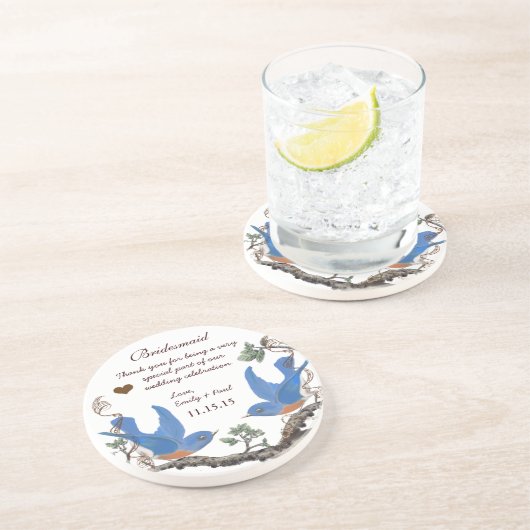 Bridesmaid Empfang Vintag Bluebird Untersetzer (Seite)