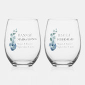 Bridesmaid Eucalyptus Greenerity Custom Wedding Weinglas Ohne Stiel (Vorderseite)