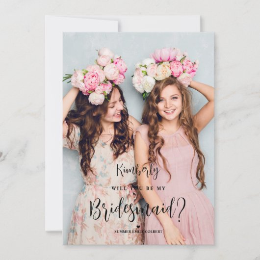 Bridesmaid Fancy Calligraphy Minimal Custom Photo (Vorderseite)