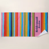 Bridesmaid Farbenfrohe Streifen Muster Strandtuch (Vorderseite)