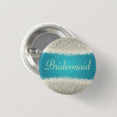 Bridesmaid Favor Dazzling Sparkles Turquoise Button (Vorne & Hinten)
