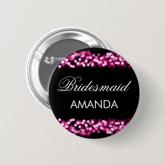 Bridesmaid Favor Pink Hollywood Glam Button (Vorne & Hinten)