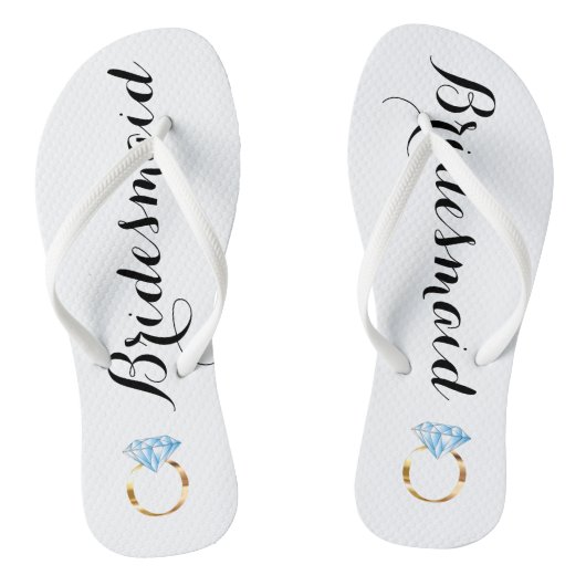 Bridesmaid Flip Flops mit Diamantring Badesandalen (Fußbett)