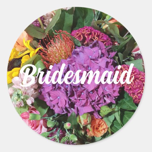 Bridesmaid Floral Arrangement Round Aufkleber (Vorderseite)