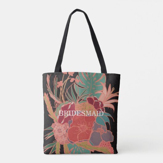 Bridesmaid Floral Boho Geschenk Muster Tote Tasche (Rückseite)