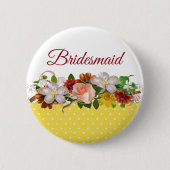 Bridesmaid Floral Bouquet Wedding Button (Vorderseite)