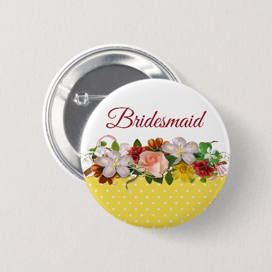 Bridesmaid Floral Bouquet Wedding Button (Vorne & Hinten)
