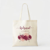 Bridesmaid Floral Burgundy Blush Script Tragetasche (Vorne)