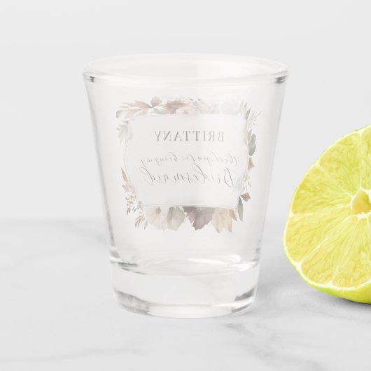 Bridesmaid Floral Fall Herbst Herbstwochenende Schnapsglas (Rückseite)