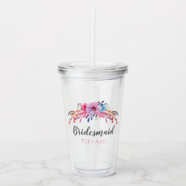 Bridesmaid Floral Personalisiert Acryltrinkbecher