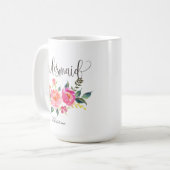 Bridesmaid Floral Personalisiert Wedding -3 Kaffeetasse (Vorderseite Links)