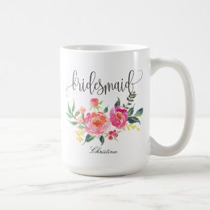 Bridesmaid Floral Personalisiert Wedding -3 Kaffeetasse