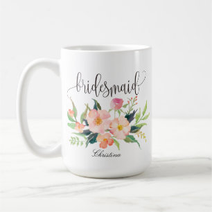Bridesmaid Floral Personalisiert Wedding -5 Kaffeetasse