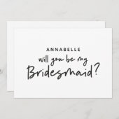 Bridesmaid fordern moderne Schwarz-weiße Typografi Einladung (Vorne/Hinten)