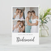 Bridesmaid Foto Strip 3 Pictures Vorschlag Card Einladung (Stehend Vorderseite)