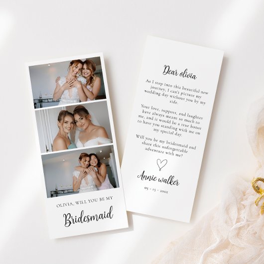 Bridesmaid Foto Strip 3 Pictures Vorschlag Card Save The Date