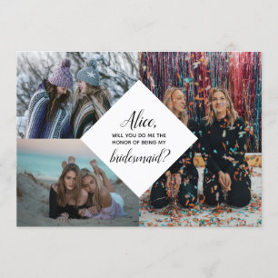 Bridesmaid Foto Vorschlag Diamond Collage Modern Einladung