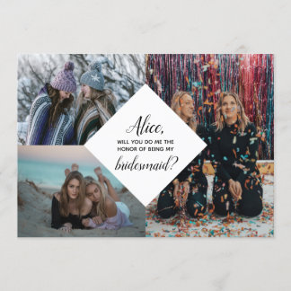 Bridesmaid Foto Vorschlag Diamond Collage Modern Einladung