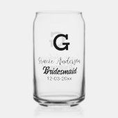 Bridesmaid fügen Name monogramm einfach minimalmod Dosenglas (Rückseite)