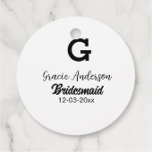 Bridesmaid fügen Name monogramm einfach minimalmod Geschenkanhänger (Rückseite)
