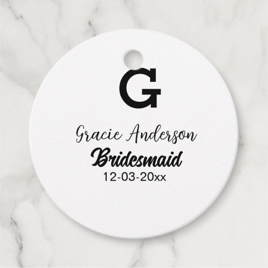 Bridesmaid fügen Name monogramm einfach minimalmod Geschenkanhänger (Vorderseite)