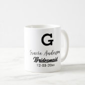 Bridesmaid fügen Name monogramm einfach minimalmod Kaffeetasse (VorderseiteRechts)