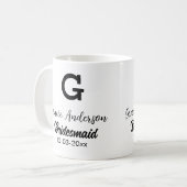 Bridesmaid fügen Name monogramm einfach minimalmod Kaffeetasse (Vorderseite Links)