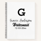 Bridesmaid fügen Name monogramm einfach minimalmod Notizblock (Vorderseite)