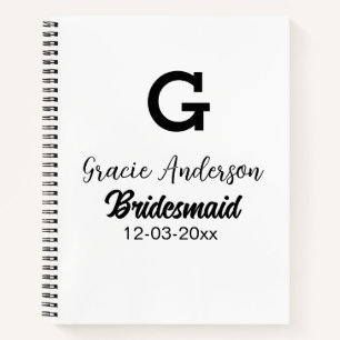Bridesmaid fügen Name monogramm einfach minimalmod Notizblock