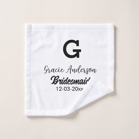 Bridesmaid fügen Name monogramm einfach minimalmod Waschlappen (Waschlappen)
