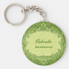 Bridesmaid Gastgeschenk Hochzeit Lime Green Damask Schlüsselanhänger