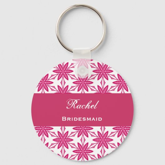 Bridesmaid Gastgeschenk Hochzeit Pink Star Blume V Schlüsselanhänger (Vorderseite)