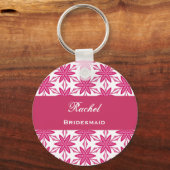 Bridesmaid Gastgeschenk Hochzeit Pink Star Blume V Schlüsselanhänger (Vorderseite)