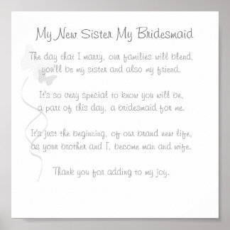 Bridesmaid Gedicht Print Poster