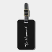 Bridesmaid Gepäckanhänger weiß auf schwarz (Vorderseite vertikal)