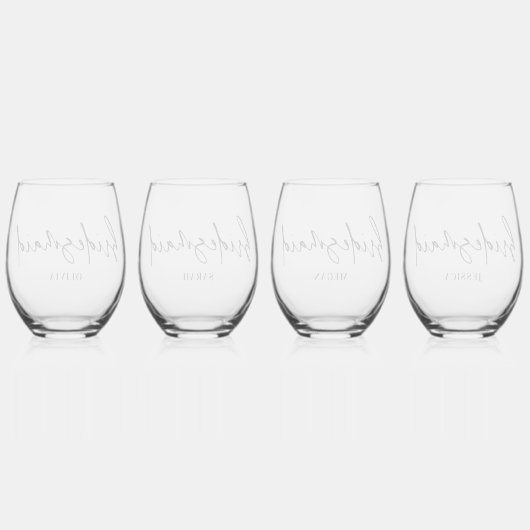 Bridesmaid Geschenk Custom Wine Glass Trinkbehälte Weinglas Ohne Stiel (Hinten)