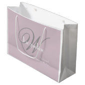 Bridesmaid-Geschenk Elegante Monogramm + Name Rosa Große Geschenktüte (Vorderseite Schrägansicht)