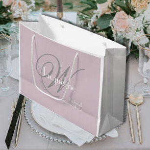 Bridesmaid-Geschenk Elegante Monogramm + Name Rosa Große Geschenktüte