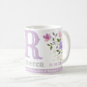 Bridesmaid Geschenk mit Name & Initial. Blumendesi Kaffeetasse (VorderseiteRechts)