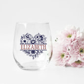 Bridesmaid-Geschenk, Modernes elegantes Monogramm Weinglas Ohne Stiel