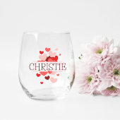 Bridesmaid-Geschenk, Modernes elegantes Monogramm Weinglas Ohne Stiel