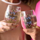 Bridesmaid-Geschenk, Modernes elegantes Monogramm Weinglas Ohne Stiel