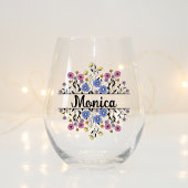 Bridesmaid-Geschenk, Modernes elegantes Monogramm Weinglas Ohne Stiel