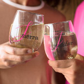 Bridesmaid-Geschenk, Modernes elegantes Monogramm Weinglas Ohne Stiel