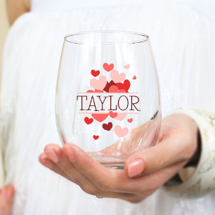 Bridesmaid-Geschenk, Modernes elegantes Monogramm Weinglas Ohne Stiel
