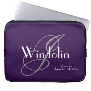 Bridesmaid-Geschenk Monogram & Name Moderner Coole Laptopschutzhülle